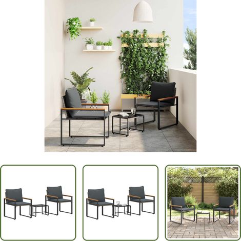 vidaXL Rattanmöbel - Möbelsets mit Kissen 3 pcs Grau und Dunkelgrau Rattan (1/5)