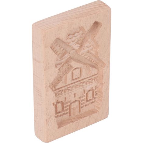 Wiederverwendbare und abwaschbare Keksform aus Buchenholz zum Kochen und Backen. Keksform aus Buchenholz im Windmühlen-Design. (1/5)