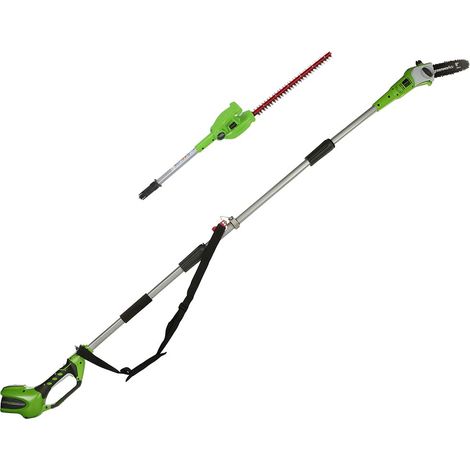 Greenworks G40PSH Sega e Tagliasiepi ad Asta a Batteria 2 in 1, Tracolla, Barra della Sega ad Asta 20cm, Lame Tagliasiepi Doppia Azione 51cm, SENZA Batteria 40V e Caricabatterie, Garanzia 3 Anni (1/5)