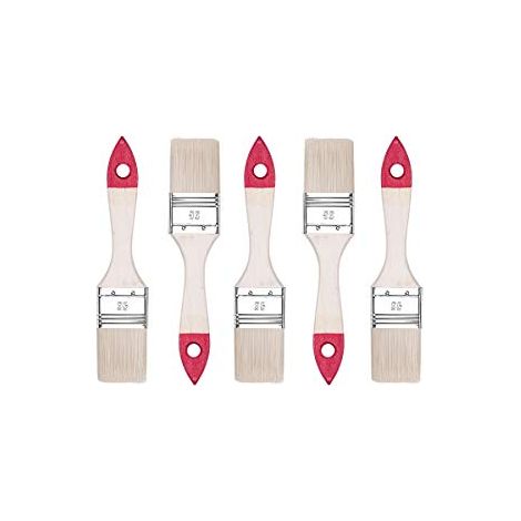 HARDY WORKING TOOLS M7 Set de pinceaux plats 5 pieces, Largeur 1.5 pouce-5 pieces, Set de pinceaux a peindre avec manche en bois, pinceau a peinture 5PCS, serie 30, A0200-300515 (1/5)
