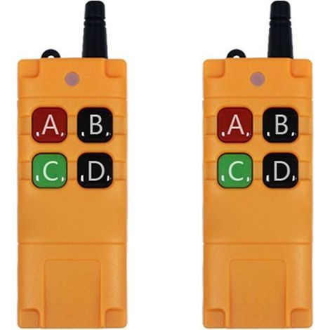 Convient pour deux télécommandes industrielles sans fil haute puissance, étanches et résistantes aux chocs, puce EV1527 ASK, longue portée de 2000 mètres, 433 MHz, 4 boutons.