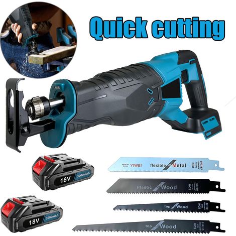 Scie sauteuse sans fil, vitesse variable de 0 à 3 500 coups/min, avec 2 batteries, 4 lames de scie, changement de lame sans outil, scie sauteuse électrique pour la coupe du bois, du métal et du plasti (1/5)