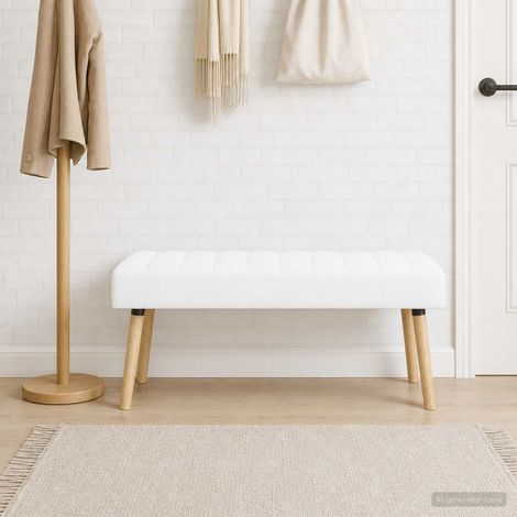 vidaXL Banc capitonné canal Blanc 110 x 40 x 46 cm Tissu (1/5)