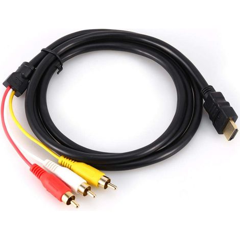 1.5M 5 pieds HD 1080P HDMI mâle à 3 RCA AV audio vidéo convertisseur câble adaptateur de cordon (1/5)