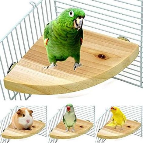 Perchoir pour cage à oiseaux, plateforme en bois en forme d'éventail, aire de jeux pour perroquets, accessoires de cage pour oiseaux (perroquet, hamster, écureuil). (1/5)