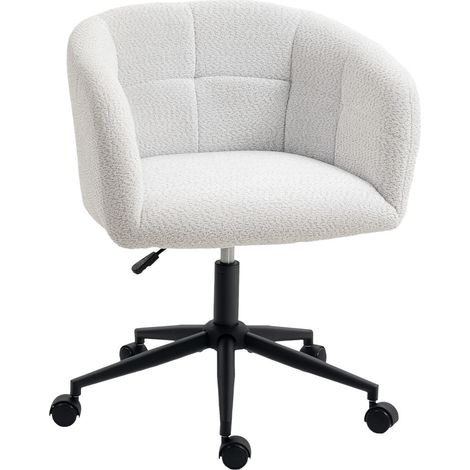 Pour Télétravailleur Mobilité 360° à Roulettes Fauteuil de Bureau Design Baquet Rembourré Tissu Doux Base Acier Crème (1/5)