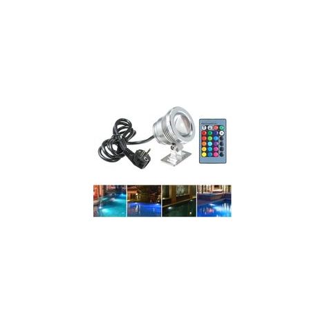 Lumière de Piscine 10W aveCôtélécommande 4 Modes RGB IP66 85-265V Spot LED Aquarium Lampe sous-Marine Eclairage Submersible Projecteur Lampe Extérieure pour Etangs Fontaines Lac du Parc