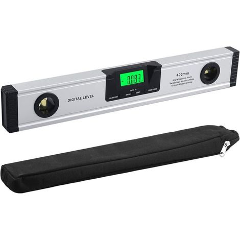 Nivel de burbuja digital de 400 mm/16 pulgadas con indicador de audio digital, buscador de ángulos de aleación de aluminio con base magnética, herramientas de medición de ángulos, pantalla LED grande  (1/5)