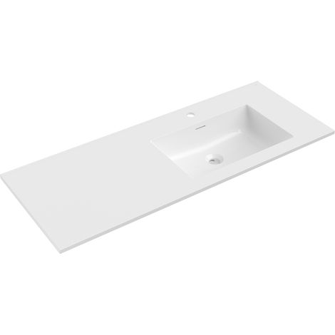 Mexen – Lavabo encastré droit 121 x 46,5 cm en conglomérat blanc brillant – Orifice de trop-plein – 25181200P (1/3)