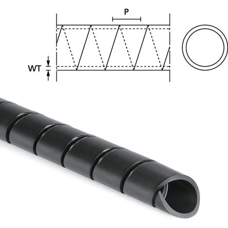 HellermannTyton GAINE RANGE CABLES SPIRALEE DIAM4/5M NOIRE, frette spiralée PE noire diamètre 4 mm, protection durable pour câbles et fils électriques. (1/2)