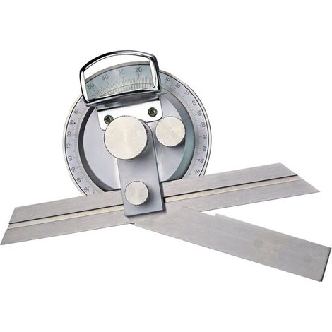 Univ.-Winkelmesser INOX matt. parallaxfreie Abl. mit Lupe und Feineinstellung 200 mm