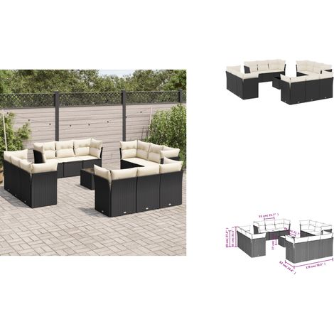 Salon de jardin avec coussins 13 pcs noir résine tressée - Ensemble Salon De Jardin - Mobilier De Jardin - Salon De Jardin Design - Meubles De Jardin Résistants - Set Salon De Jardin (1/3)
