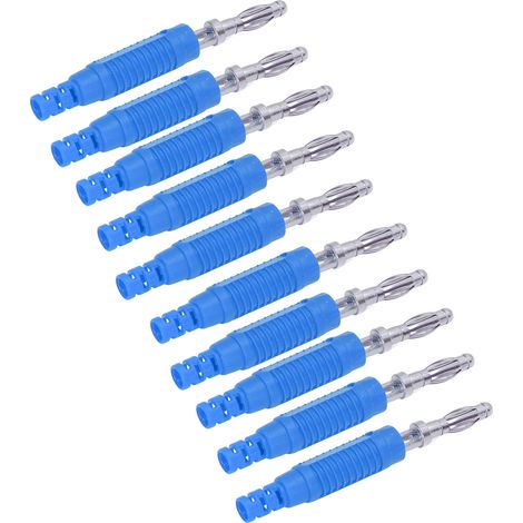 Lot de 10 connecteurs mâles en laiton PA en forme de banane, adaptateurs de sonde à tube isolé à pression, J.10031 bleu. (1/5)