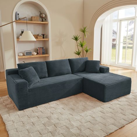 Sofá modular rinconera de 2 piezas, gris oscuro, con cojines extraíbles y gran confort,252,5x163x65 cm (1/5)