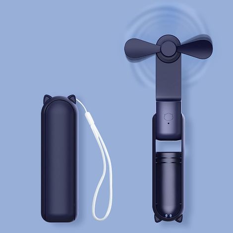 Mini-Handventilator, tragbarer Faltventilator mit Powerbank, USB-wiederaufladbarer Taschenventilator, batteriebetriebener persönlicher Ventilator mit 3 Geschwindigkeitsstufen (Weiß) (1/5)