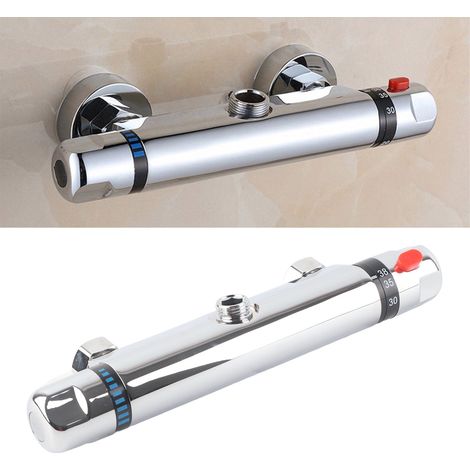Mitigeur thermostatique de douche à température constante eau chaude/froide, accessoire de salle de bain, sortie de tuyau vers le haut (1/5)