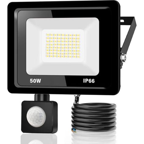 1PACK - Projecteur LED 50W Détecteur de Mouvement, 5000LM Exterieur Blanc Chaud (3000K) Imperméable IP66 pour Garage, Couloir-DOU (1/4)