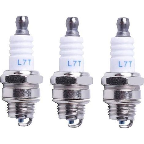 Bougie L7T pour tronçonneuse, tondeuse à gazon, petit moteur, accessoire compatible avec STIHL, Husqvarna, Rep, NGK, BPMR7A, 4626, équivalent à RCJ6Y, Champion, Bosch, WSR6F, lot de 3 (1/4)