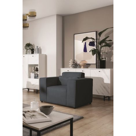 Sessel Designersessel WALDO in Stoff Brooklyn Meeresblau (1/5)