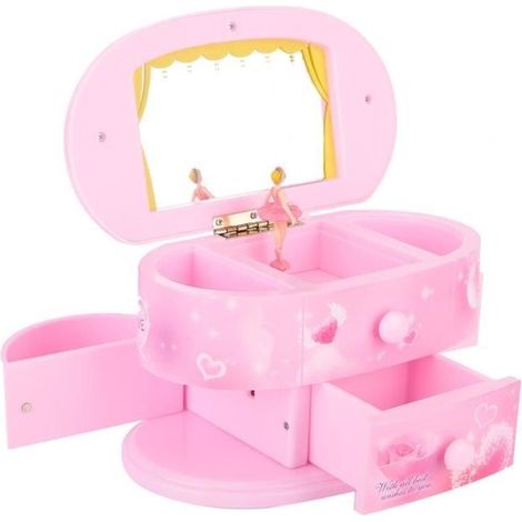 Spieluhr, Schmuckkästchen, Aufbewahrungsbox in Form eines tanzenden Herzens (1/4)
