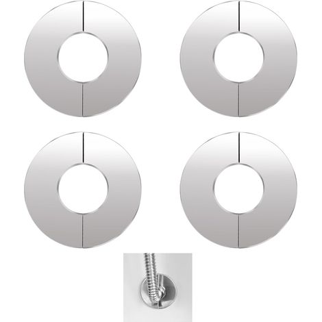 Set of 4 Stainless Steel Shower Hose Covers, Stainless Steel Rosette Mixer Tap for Taps, Pipes, Inner Diameter 42 mm, Silver (1/5)