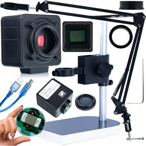 Brazo ajustable Rosfix para microscopio digital ODM-180X de 50 mm + Plataforma para ODM-100X de 50 mm y 40 mm + C谩mara Crux PRO KMCP-HDMI-USB de 5 MP Plantes Pro Series
