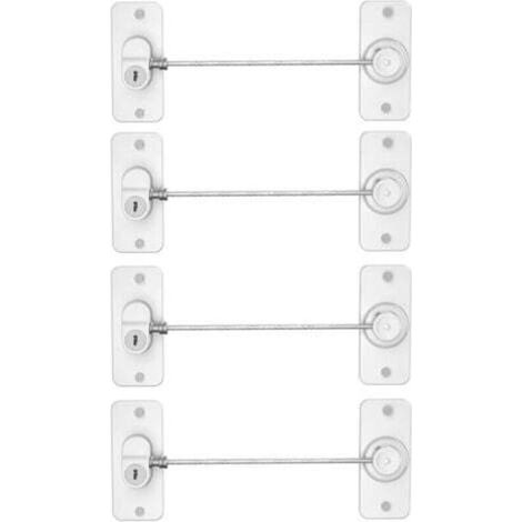 [JAMAIS UTILISÉ] Lot de 4 serrures de réfrigérateur avec clés, pour réfrigérateur, armoires, tiroirs, lave-vaisselle, toilettes et sécurité enfant, adhésif sans trace et sans perçage (blanc) (1/4)