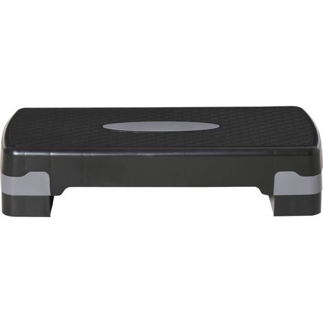 Plateau Step Fitness Casa, Altezza Réglable 10-15 cm, Revêtement Antidérapant, Plateforme Step pour Salle de Sport, 68x29cm, Noir et Gris (1/5)