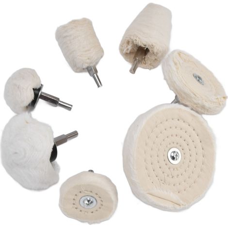 Kit 7 Pièces Meule Polissage Coton Flanelle Embout Perceuse 1/4in pour Métal Verre Ponçage (1/5)