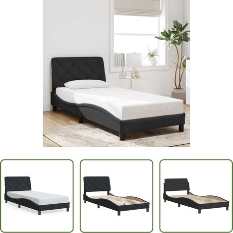 Kopfteil - Bettgestell ohne Matratze Schwarz 80x200 cm Samt (1/5)