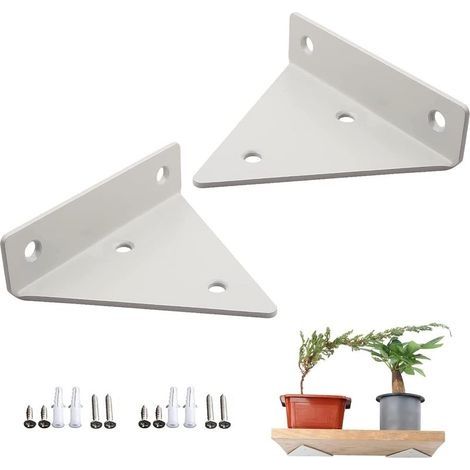 2pcs Supports D'éTagèRe Triangulaires Angle à Tablettes Flottantes Equerre Etagere Murale Support DéTagèRe Murale Fixation Invisible Triangle En MéTal Flottant Avec Vis De Fixation, Niveau à Bul (1/5)