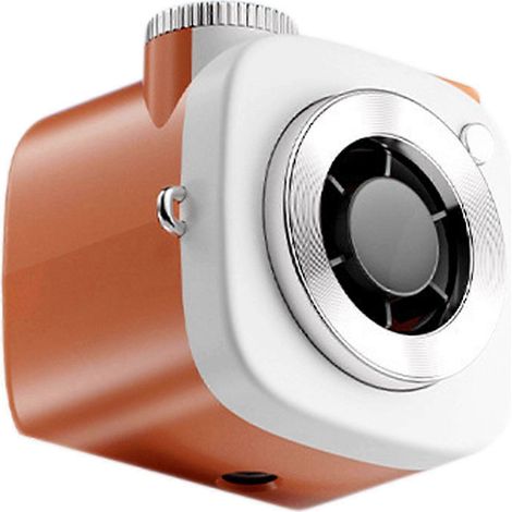 Ventilateur portable en forme d'appareil photo, rechargeable par USB - Mini ventilateur léger avec cordon, vitesse de ventilation réglable de 1 à 199, idéal pour les voyages (orange) (1/5)