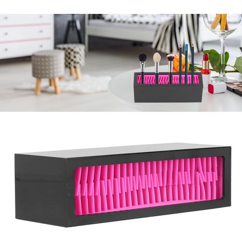 Quadratische Silikon-Aufbewahrungsbox für Schminktisch-Organizer Halter für Pinsel mit zufälliger Anordnung Aufbewahrung für Lippenstift und Augenbrauenstift rosarot. (1/5)