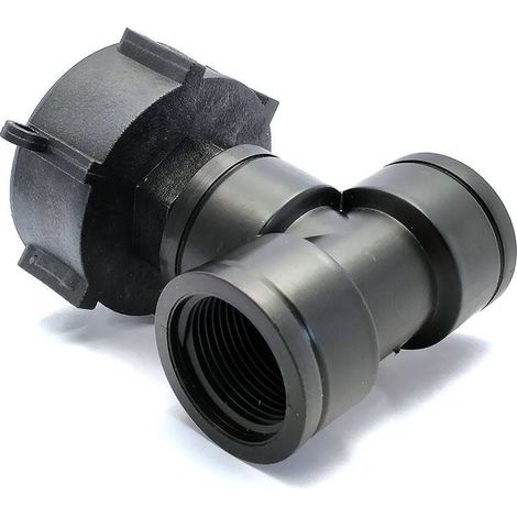 Raccord S60x6 en polypropylène - double sortie femelle 1'' BSP pour IBC 1000 litres (1/2)