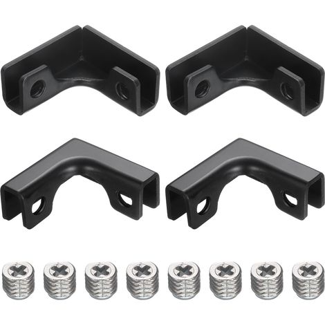 Lntyq 4Pcs Attache Fixation Verre, Pour 3-7mm Support Fixation Verre En L, Attache Renforcée En Alliage D'Aluminium Pour Vitrine, Aquarium (Noir)