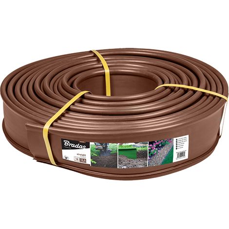 Bordillo recto para césped de 18 m x 12,5 cm, color marrón, Bradas 1192 (1/3)