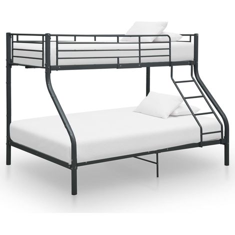 Cadre De Lit Moderne: Double - Lit Double adulte - superposé Noir Métal 140x200 cm/90x200 cm Chic-320383 (1/5)