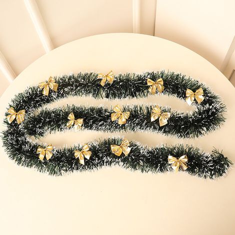 2 m Weihnachtsgirlanden, Hängedekoration für drinnen und draußen, mit 12 Metallschlaufen – GOLD