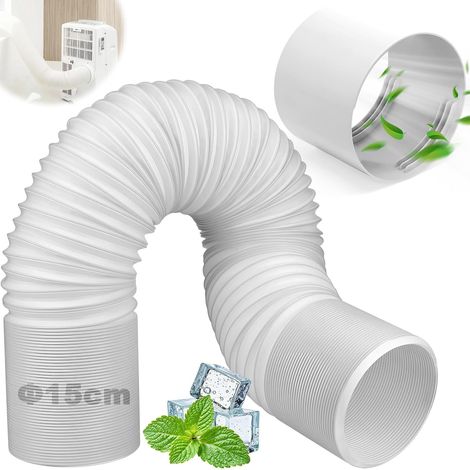 Tuyau Climatiseur Mobile avec Connecteur,Ø15cm Longueur 1.5m Kit Tuyau Rallonge Flexible Évacuation,Tube d'Échappement Climatisation Portable PVC Universel pour Déshumidificateurs,Sèche Linge,Cuisine (1/5)