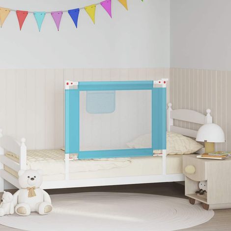 Barrière de lit enfant Barrière de sécurité Bleu 90x25 cm Tissu 14447 (1/5)