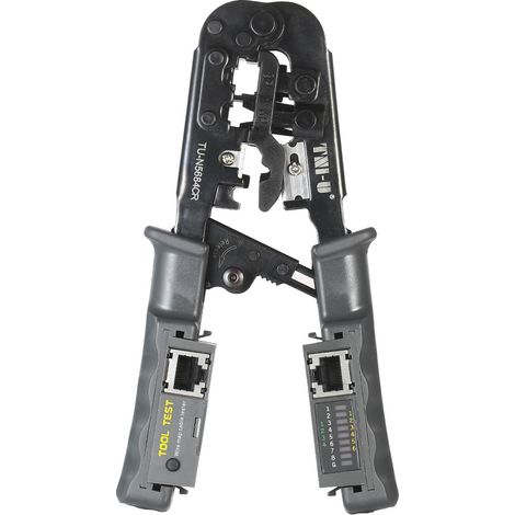 TNI-U TU-N5684CR Pince à sertir et testeur de fil 2 en 1 RJ11 RJ12 RJ45 Câble sertisseuse dénudeuse coupeuse testeur de câble