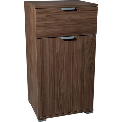 Mobiletto da ingresso casa con 1 anta ed 1 cassetto in legno nobilitato bilaminato Linea Classic -  Brown