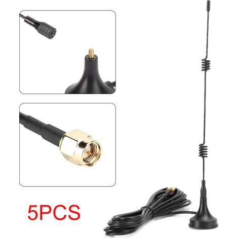 Antenne SMA-M 2.4 GHz 5 Pièces avec Support Magnétique pour Routeur WiFi, Compatible YAESU VX-3R et Radios Amateur
