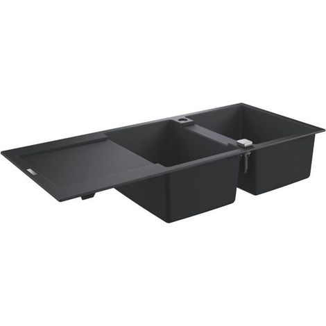 Évier composite K500 31647 2 bacs 1160x500mm avec ATF re/li granit noir (1/5)