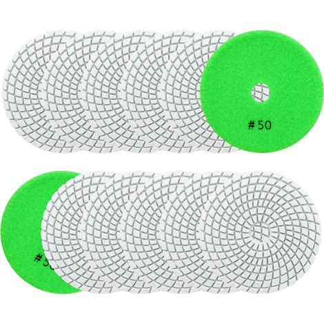 Disque Polissage Diamant 12 Pièces 100mm Tampon Polissage Diamant Grain 50 pour Granit Marbre Pierre Artificielle Quartz pour Meuleuse D'angle (1/5)