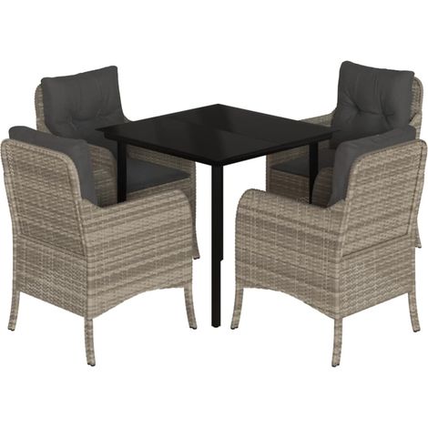 Maison Exclusive - Set comedor de jardín 5 pzas cojines ratán sin (1/5)