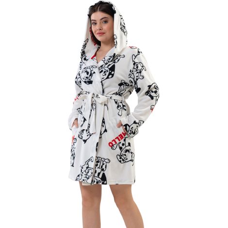 Peignoir polaire pour femme Vienetta avec motif chiens attachés S (1/5)