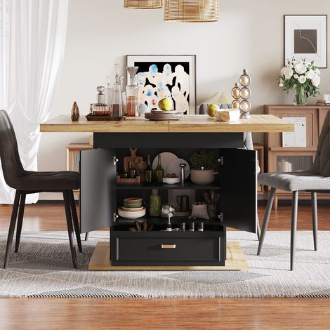 Ausziehbarer Esstisch mit Stauraum 110-140 cm MDF OKMYHOME (1/5)