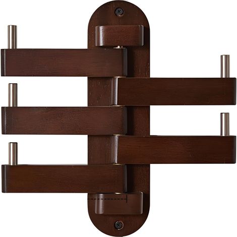 30 cm drehbare Wandgarderobe aus Eiche, 5 klappbare Arme, robust, für Badezimmer, Eingangsbereich, Schlafzimmer, Büro, Küche (braun)