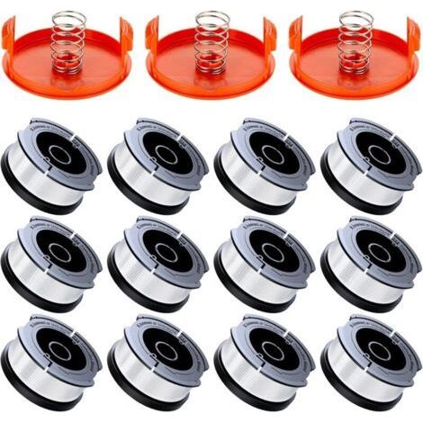 18 Pack String Trimmer Line Spools Compatible with Black & Decker A6481 and A6485 Strimmer Line Spool 1.65mm Trimmer Line (12 String Trimmer Lines, 3 Covers) (1/4)
